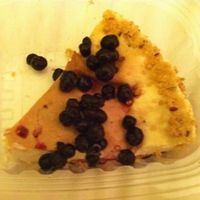Vegan cheesecake with blueberries  at Native Foods in West Los Angeles