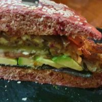 Vegan burger at Morphos in Monteverde