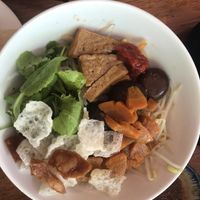 Tofu and mushroom cao lau (noodles)  at An Hy in Hoi An