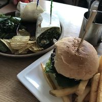 Tofu wrap and plant burger at Plant Cafe & Kitchen - Itaewon in Seoul