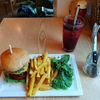 Plant cheeseburger with hibiscus ade at Plant Cafe & Kitchen - Itaewon in Seoul