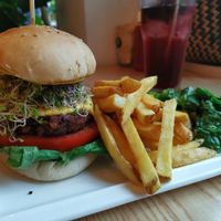 Close-up of the burger at Plant Cafe & Kitchen - Itaewon in Seoul