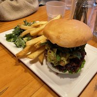 Avocado veggie burger with fries   at Plant Cafe & Kitchen - Itaewon in Seoul