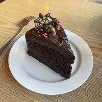 „Black forest cake“ (As a German from the Blackforest area: It‘s not black forest cake BUT it‘s a pretty good chocolate cake with cherries 😊)  at Plant Cafe & Kitchen - Itaewon in Seoul
