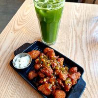 Cauliflower wings and Green juice😍 at Plant Cafe & Kitchen - Itaewon in Seoul