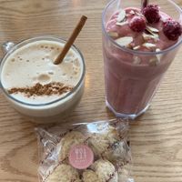Vegan chai latte, razzle berry smoothie, and cookies to go!   at Plant Cafe & Kitchen - Itaewon in Seoul