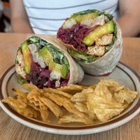 Roasted veggies and tempeh wrap  at Plant Cafe & Kitchen - Itaewon in Seoul