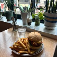 Cajun chicken burger & fries  at Plant Cafe & Kitchen - Itaewon in Seoul