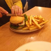 Mushroom burger and fires 8.5/10 at Plant Cafe & Kitchen - Itaewon in Seoul