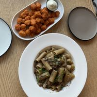 Buffalo popcorn chicken and the truffle mushroom cream pasta   at Plant Cafe & Kitchen - Itaewon in Seoul