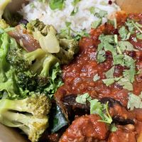 Moussaka and meatball rice bowl. Order from home  at Plant Cafe & Kitchen - Itaewon in Seoul