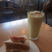 Earl Grey Cake 7000 Won and Kale Colada Smoothie 7500 Won at Plant Cafe & Kitchen - Itaewon in Seoul