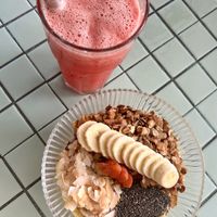 Watermelon juice and mango smoothie bowl   at The Sloth in Canggu