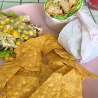 Vegan chicken caesar wrap at The Sloth in Canggu