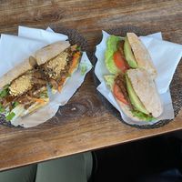 Pulled mushrooms with Asian slaw and Tempa, lettuce and tomato ciabattas   at Rialto in Eyemouth