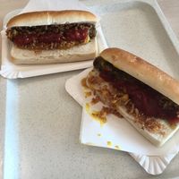 vegan hot dog with sauces at IKEA in Padua
