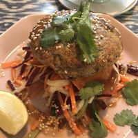 Vegan fish cakes with fennel slaw  at The Hideaway in Bridge Of Allan