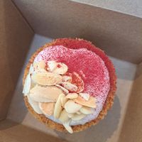 Raspberry and almond cake at Two Islands Ice Cream in Abersoch