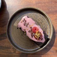 Vegan Chocolate Cake with Raspberry Icing at Two Islands Ice Cream in Abersoch