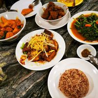 BBQ tofu , Tempe bedo, mushroom rendang, sambal Kai lan  at Warung Ijo in Central Singapore