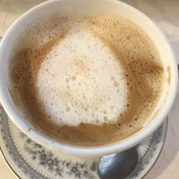 Coffee w oat milk at Serendipities in Dundee