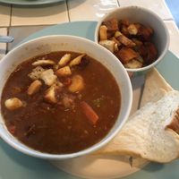 Lentil Soup / Croutons / White bread   at Serendipities in Dundee