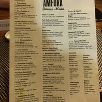 Menu at Amfora in Dubrovnik