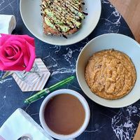 Part of our breakfast, pumpkin grits and avocado toast at Dreamers by DW in Wilmington