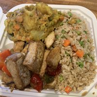 Rice base with curry potatoes   at Loving Hut in San Jose