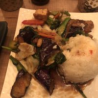 Pad Ma Kuer with tofu (eggplant, peppers etc) at The ThongLor Thai Restaurant in San Francisco
