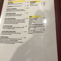 Vegan menu  at Kebab & Curry in Madison