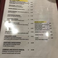 Vegan menu  at Kebab & Curry in Madison