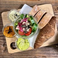 Vegan breakfast plate at Fitagain in Krakow