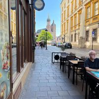 Outdoor seating   at Fitagain in Krakow