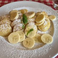 Vegan Poffertjes met banaan at Det Lille Pannekakehuset in Lillehammer
