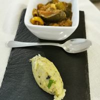 Caponata di zucchine e quenelle di patate e tartufo at Il Portico in Nuoro