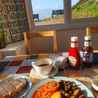 Vegan breakfast with a cliff top veiw at Cliff Top Cafe in Millbrook