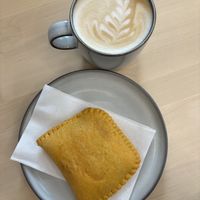 Hazelnut latte with vegepate   at Leaves House || in Montreal