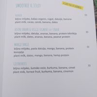 Smoothie Menu at Urban & Veggie in Dubrovnik