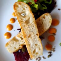 Beetroot carpaccio with focaccia at Urban & Veggie in Dubrovnik