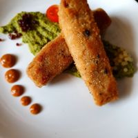 "what's seitan" with pea purée at Urban & Veggie in Dubrovnik