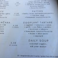 Menu at Urban & Veggie in Dubrovnik