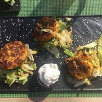 Potato and corn cakes at Urban & Veggie in Dubrovnik