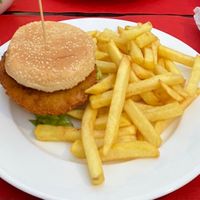 Vegan Burger with fries at Easy Bar  in Lagos