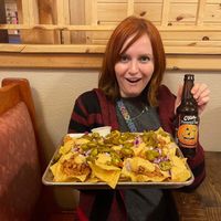 Half order of nachos and beer  at Smokee Mo's St Louis BBQ in St Louis
