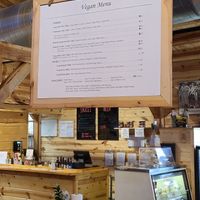 Vegan menu board at Smokee Mo's St Louis BBQ in St Louis