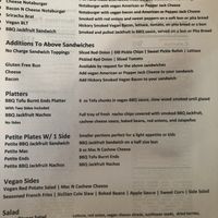 Vegan menu  at Smokee Mo's St Louis BBQ in St Louis