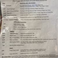 Vegan menu at Smokee Mo's St Louis BBQ in St Louis