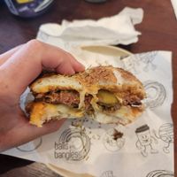 Impossible pattie, vegan cheese, pickles and burger sauce at Balls and Bangles in Queenstown