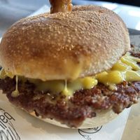 VG Pattie bagel with pickles and cheese   at Balls and Bangles in Queenstown